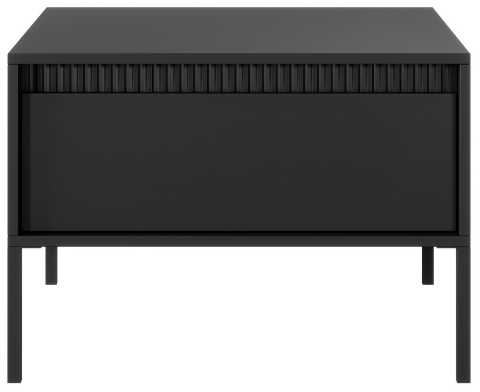 Mały nowoczesny czarny stolik kawowy z szufladą 68 cm SAREVO
