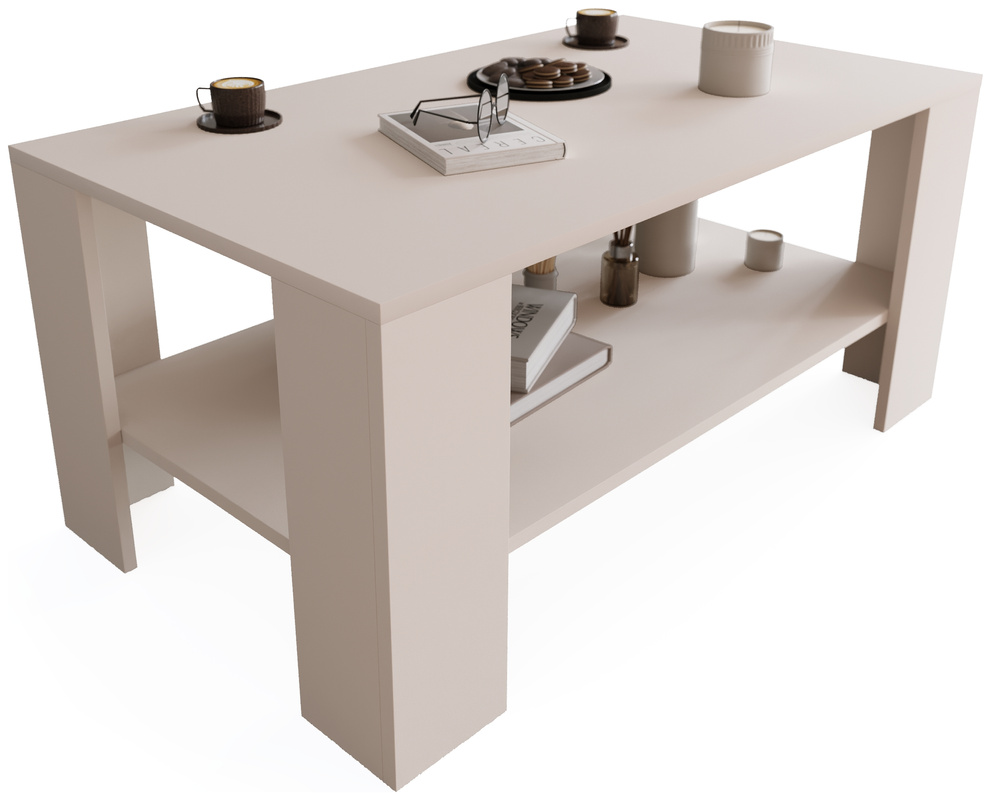 Stolik kawowy 105 cm z półką do salonu LEXA kaszmir