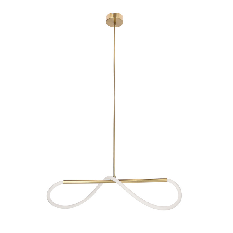 Złota lampa wisząca LED podłużna nad stół 80 cm SUPREME metal