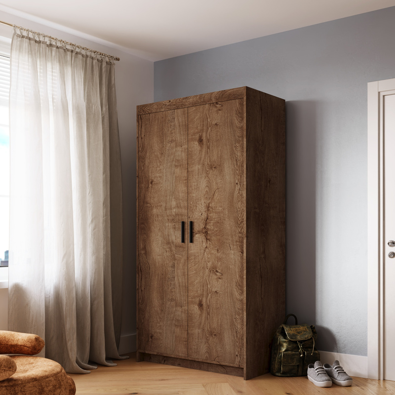 Dwudrzwiowa modułowa szafa do garderoby uchylna Dąb Lefkas KUBA