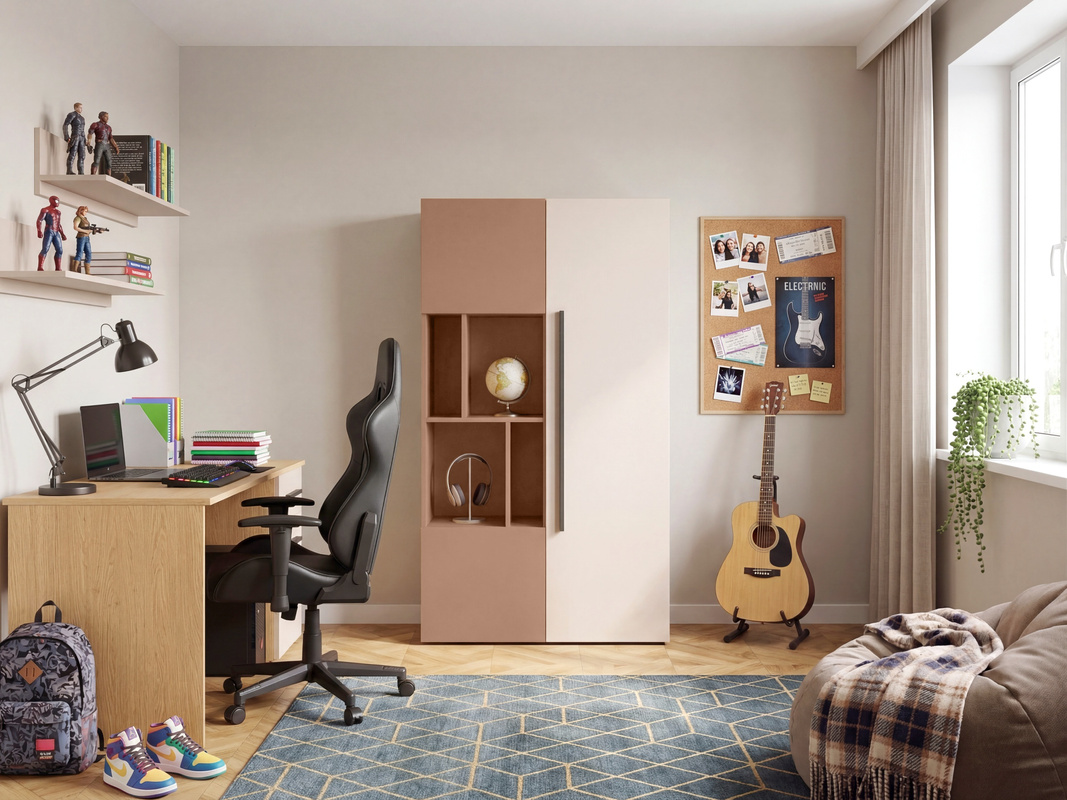 Regał zamykany z półkami 90 cm na książki trzydrzwiowy LUMI