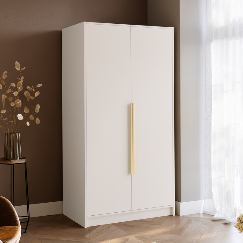 Biała szafa garderoba do przedpokoju 100 cm z półkami LESTO