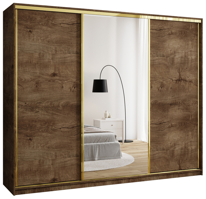 Nowoczesna trzydrzwiowa szafa przesuwna z lustrem 250 cm GOLD NEW