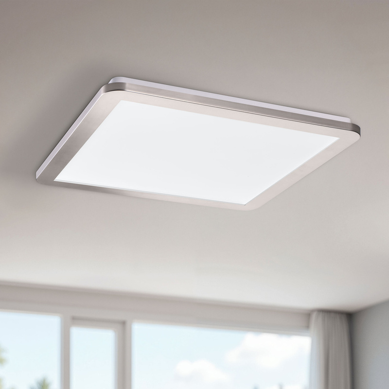 Srebrny plafon LED z funkcją ściemniania do łazienki NEXIT 40 cm IP44