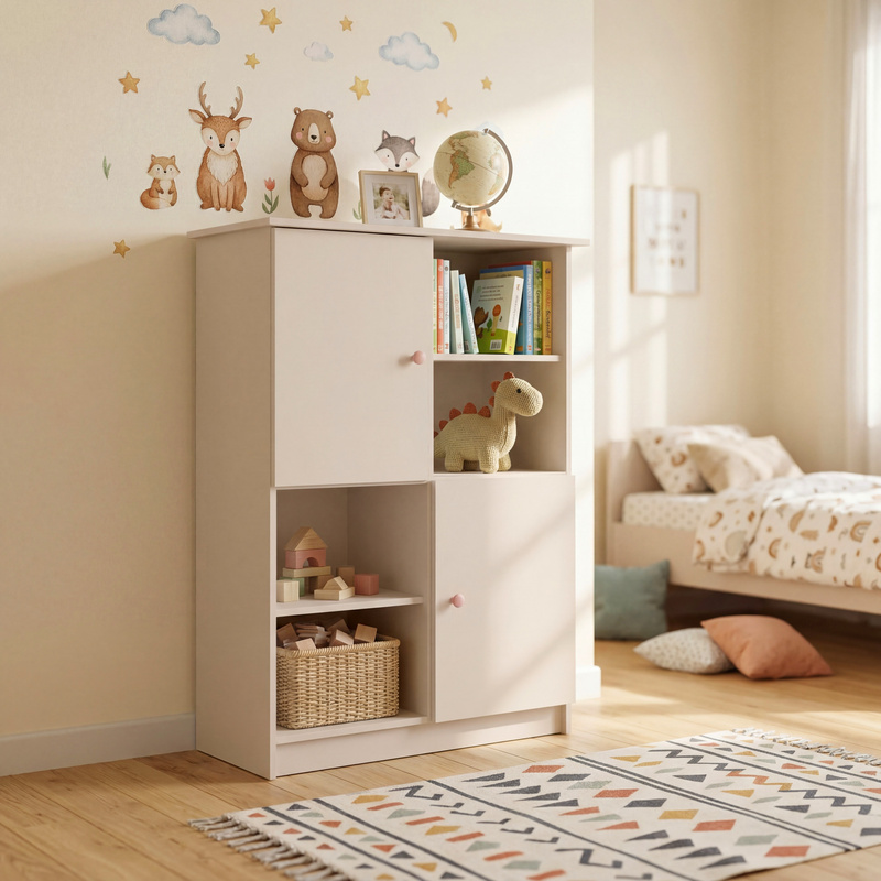 Regał na zabawki 95 cm do pokoju dziecka ORIO kaszmir