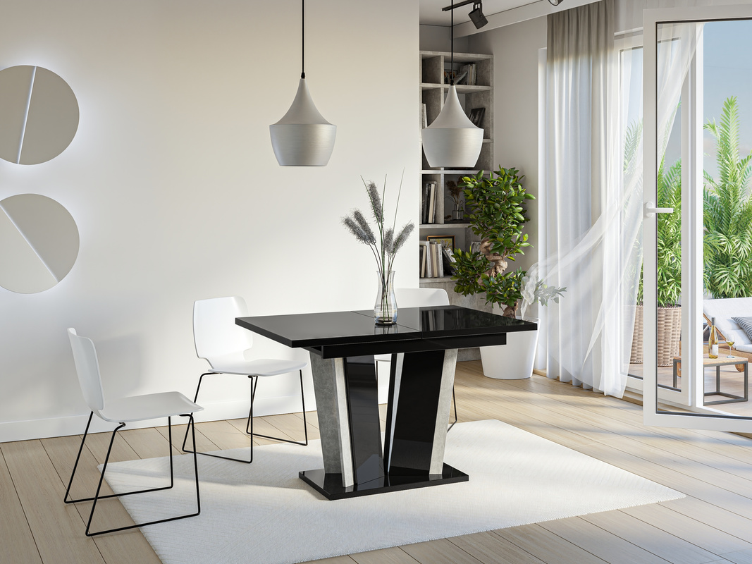 Czarny prostokątny stół rozkładany do jadalni 160x80 cm DENOS