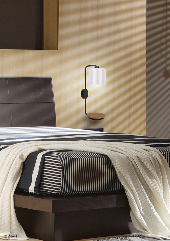 Czarny kinkiet ścienny z półką do salonu ALPINE metalowy