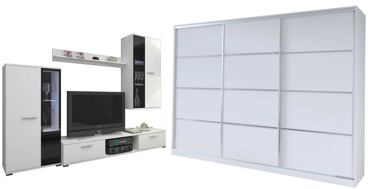 Białe meble do salonu Meblościanka i Szafa 250 cm