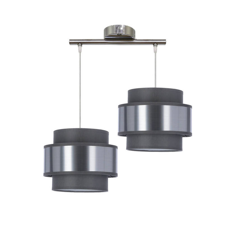 Szara lampa wisząca 2-punktowa do salonu HARE szary srebrny abażur