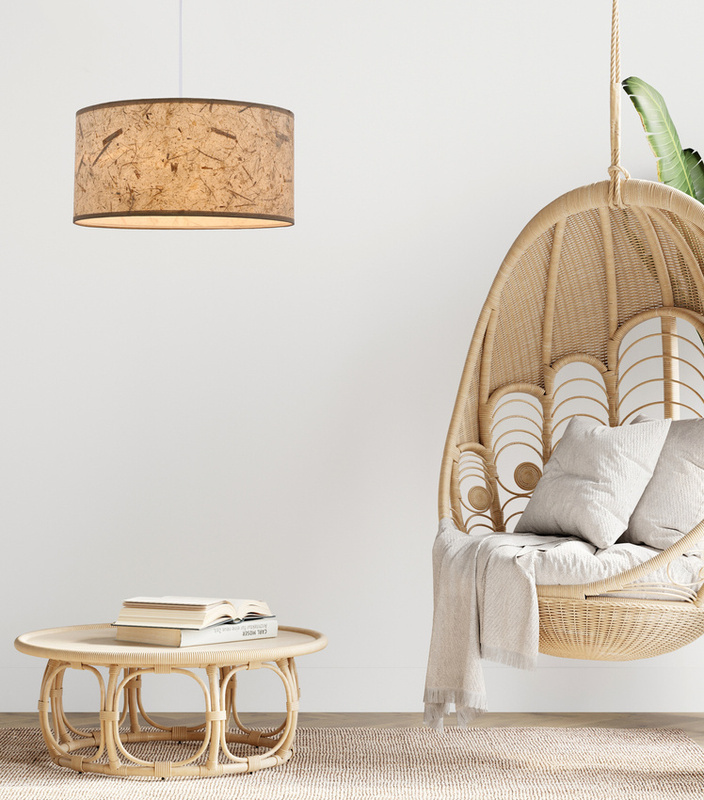 Beżowa lampa wisząca z abażurem do salonu PAPIRUS E27 metal