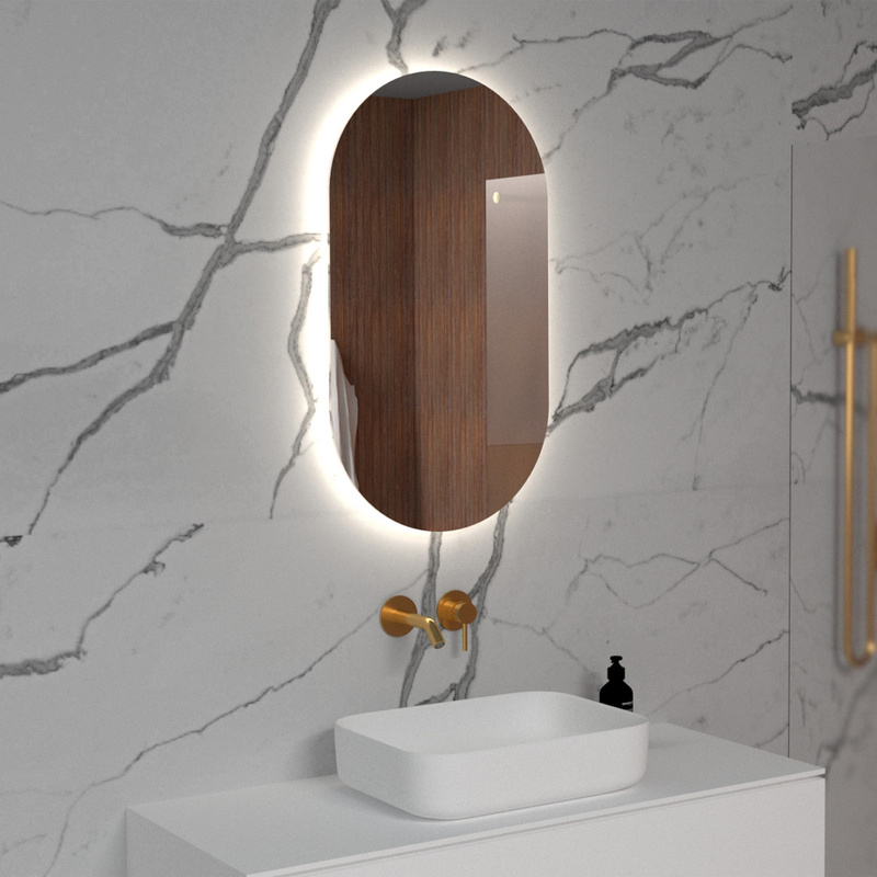 Owalne lustro podświetlane 50x100 cm SOLARO do łazienki LED