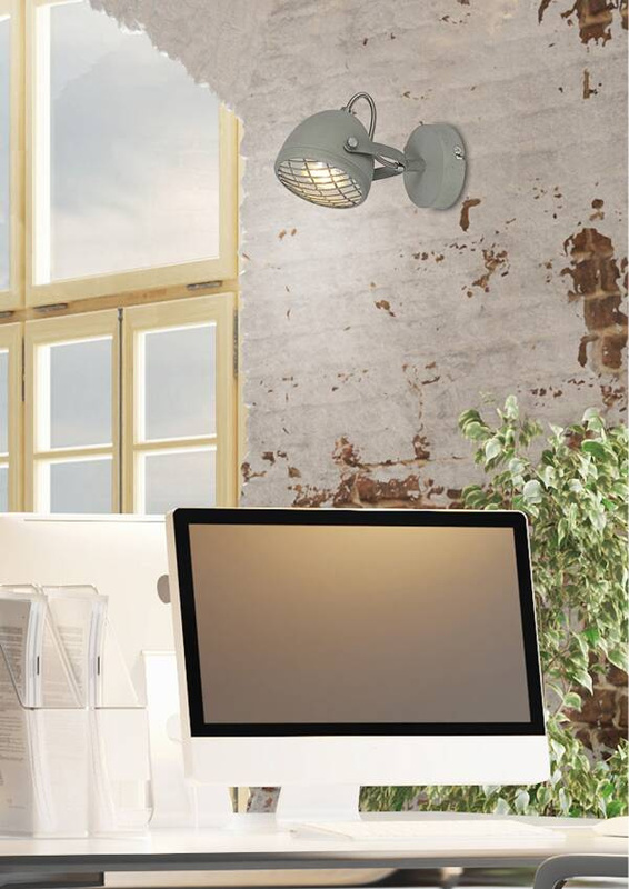 Szary kinkiet loft nad lustro 1xGU10 do przedpokoju PENT metal