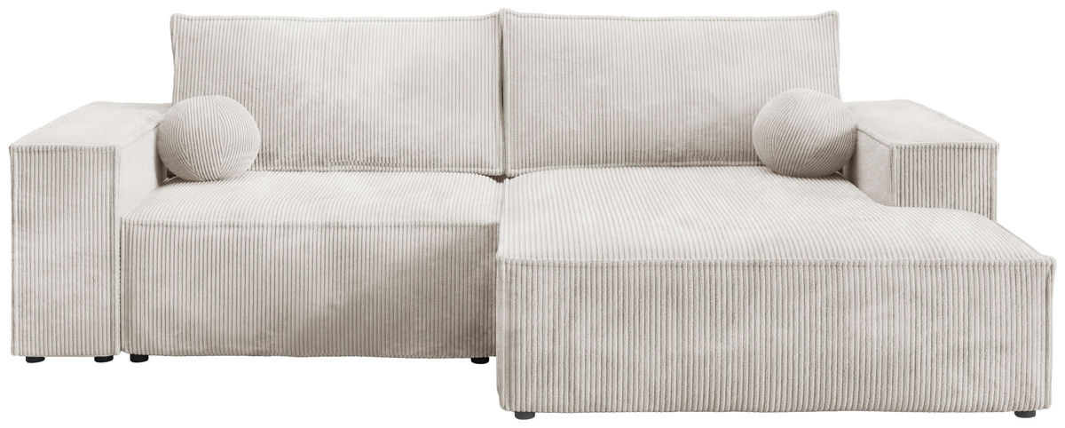 Nowoczesny sztruksowy narożnik do salonu z funkcją spania PABLO MINI