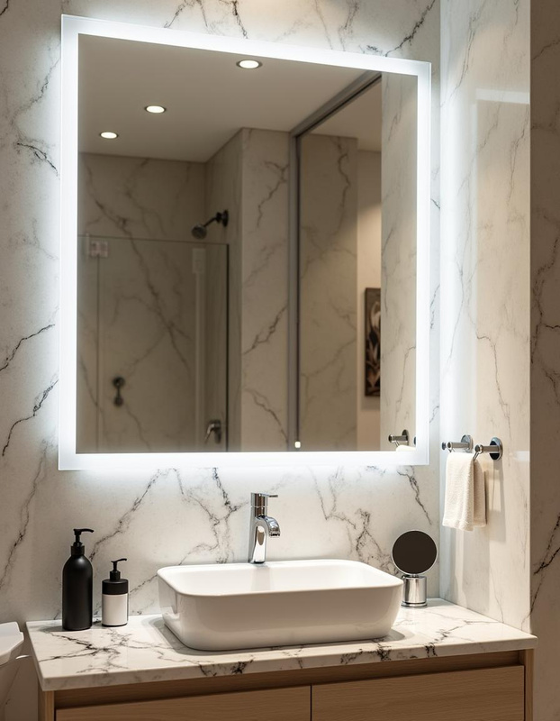 Wiszące lustro prostokątne 80x65 cm SOLARO podświetlane