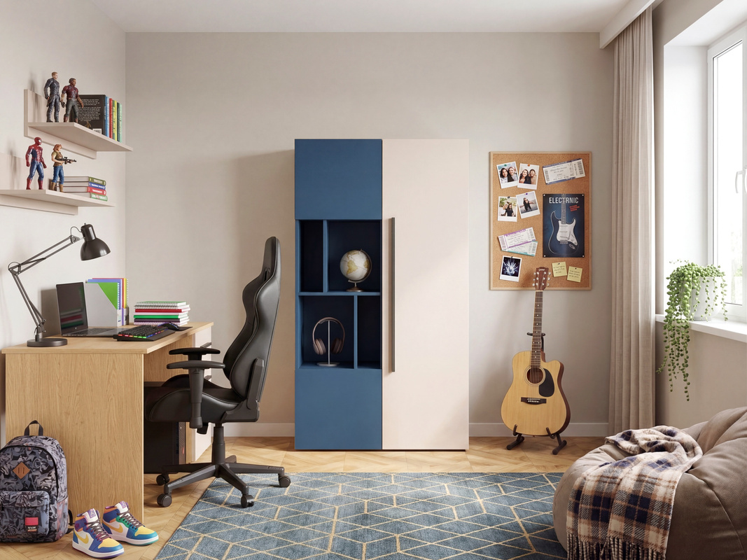 Regał z półkami zamykany 90 cm na książki trzydrzwiowy LUMI