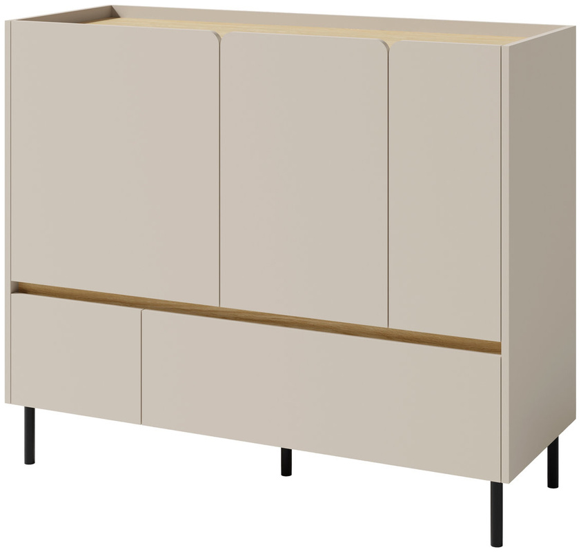 Trzydrzwiowa komoda młodzieżowa 120 cm z szufladami na nóżkach LISSARO