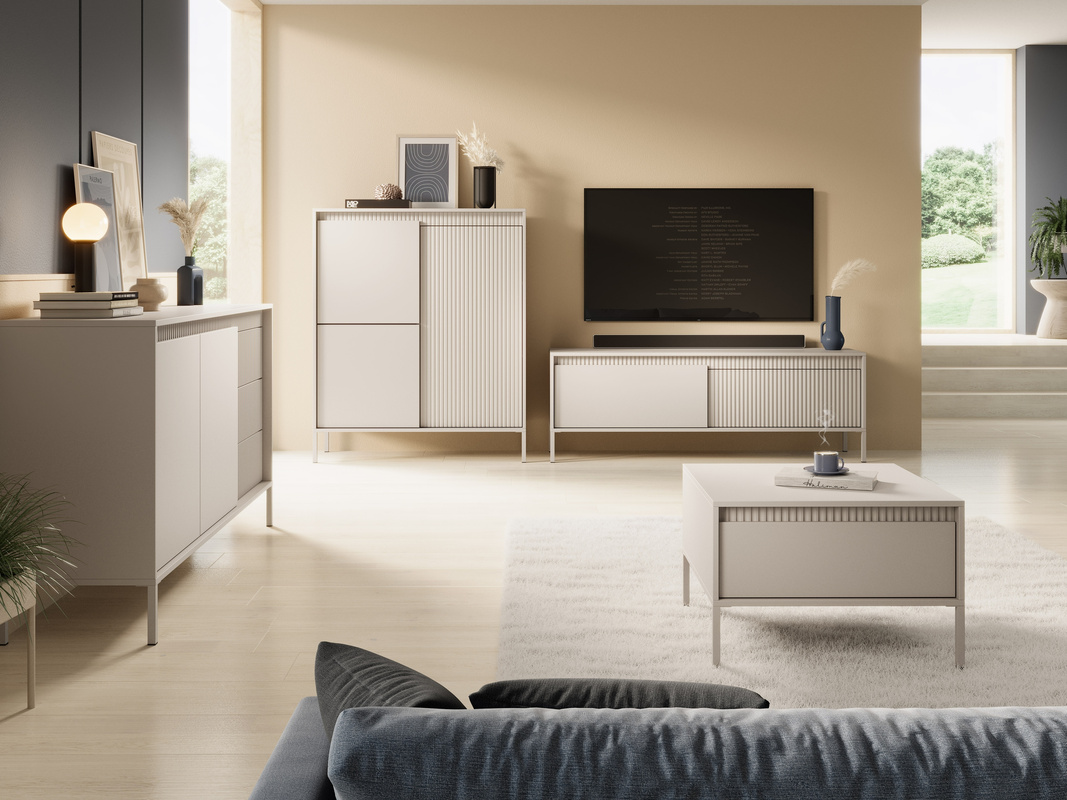 Zestaw nowoczesnych mebli do salonu z komodą SAREVO