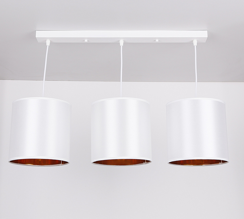 Biała lampa wisząca listwa 3xE27 do salonu ATLANTIS metal