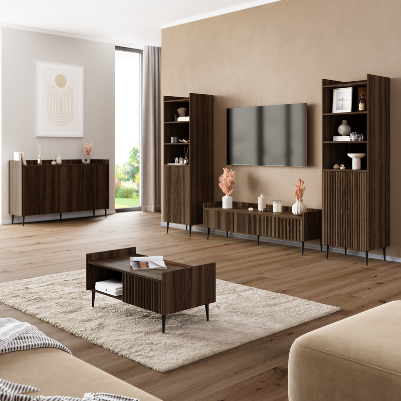 Zestaw nowoczesnych mebli do salonu ASPERO orzech