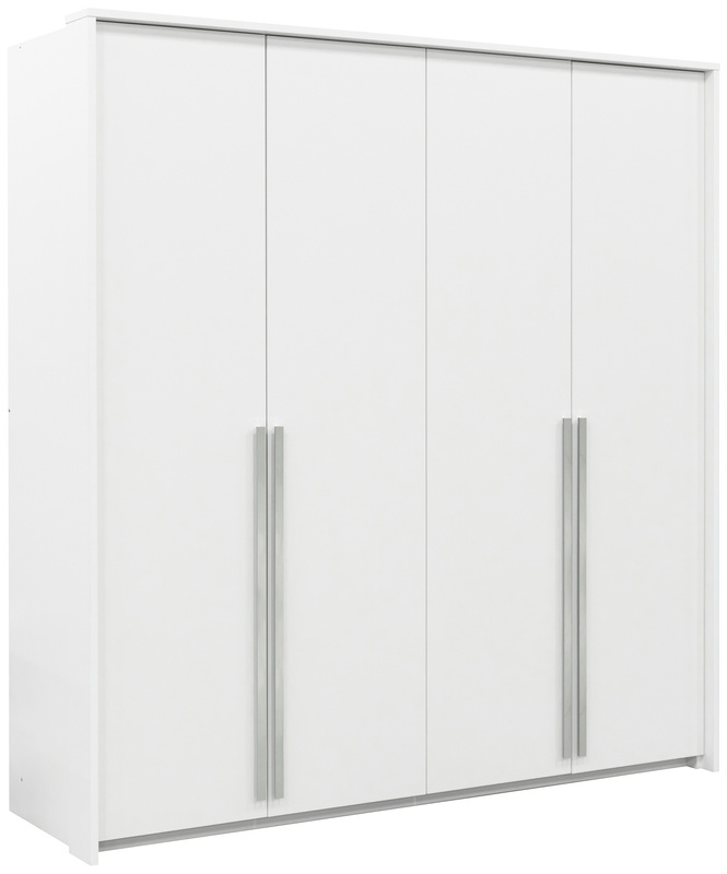 Biała nowoczesna czterodrzwiowa szafa uchylna 205 cm GENEWA