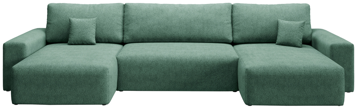 Wolnostojący narożnik U z funkcją spania boucle rozkładany do salonu CAMILO