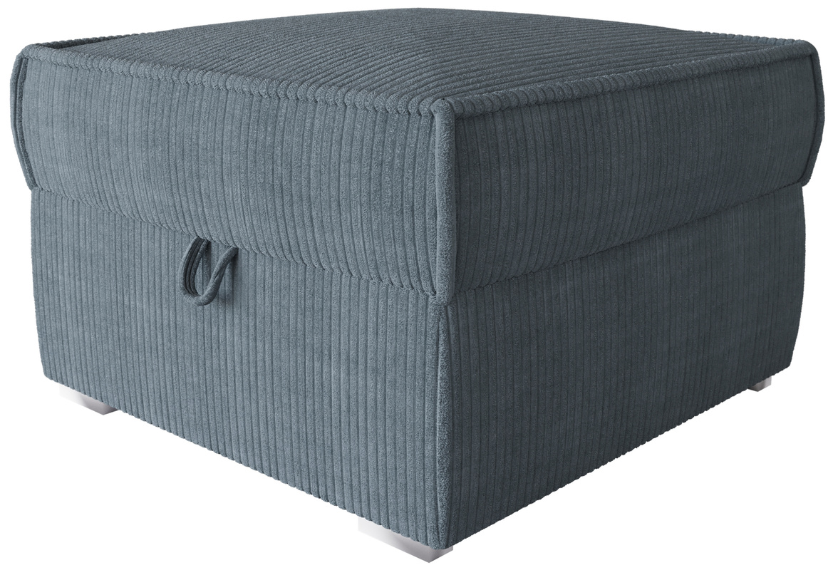 Sztruksowa szara pufa do salonu ze schowkiem TOP