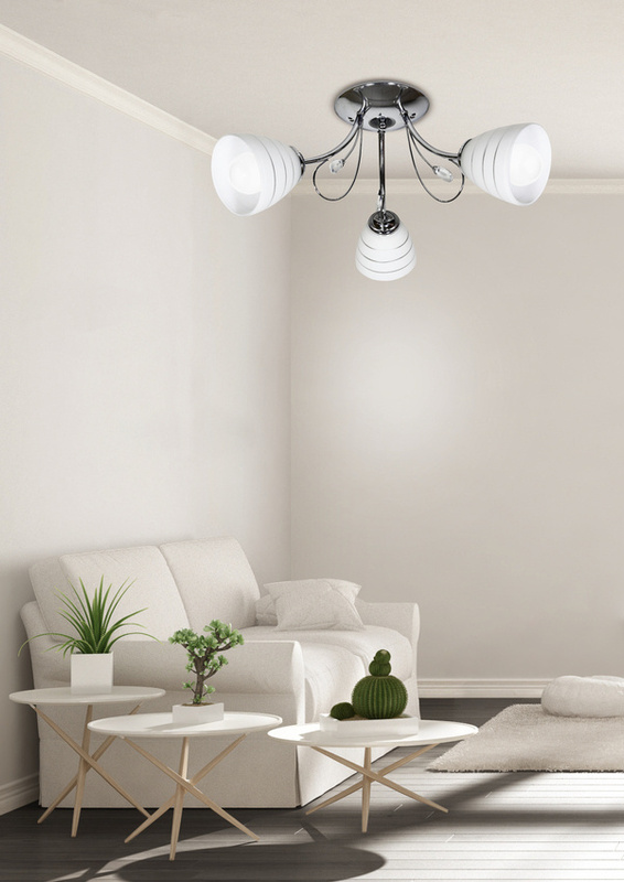 Biała lampa sufitowa 3-płomienna do salonu SIMPLI szkło kryształki