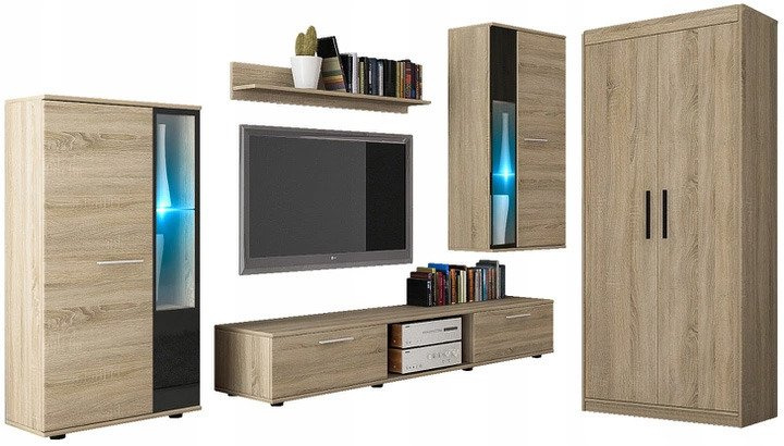 Meblościanka z szafą uchylną dąb sonoma KUBA