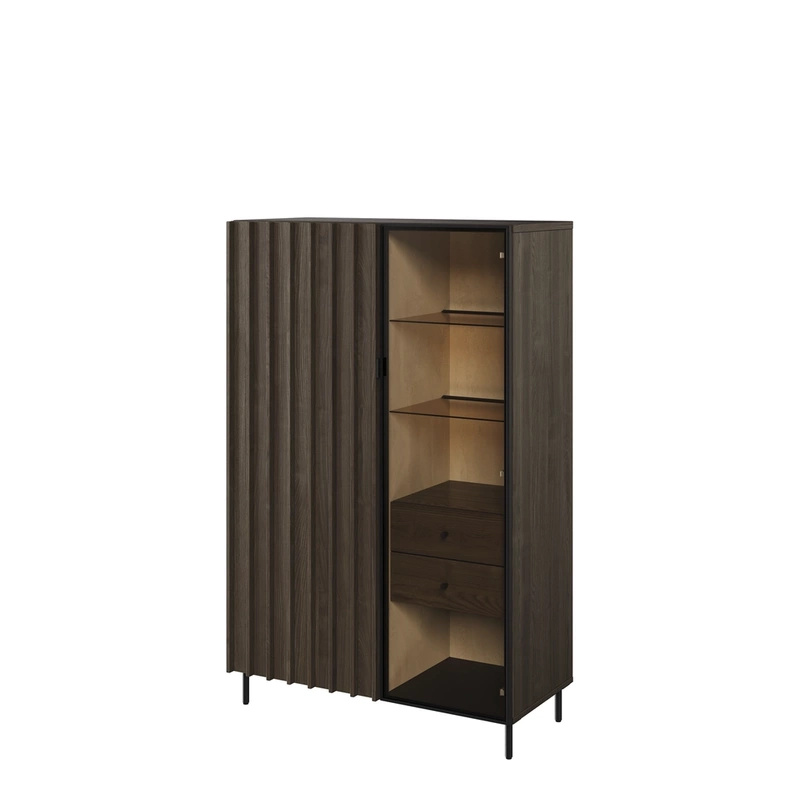 Witryna na książki ze szklanymi półkami PIEMONTE