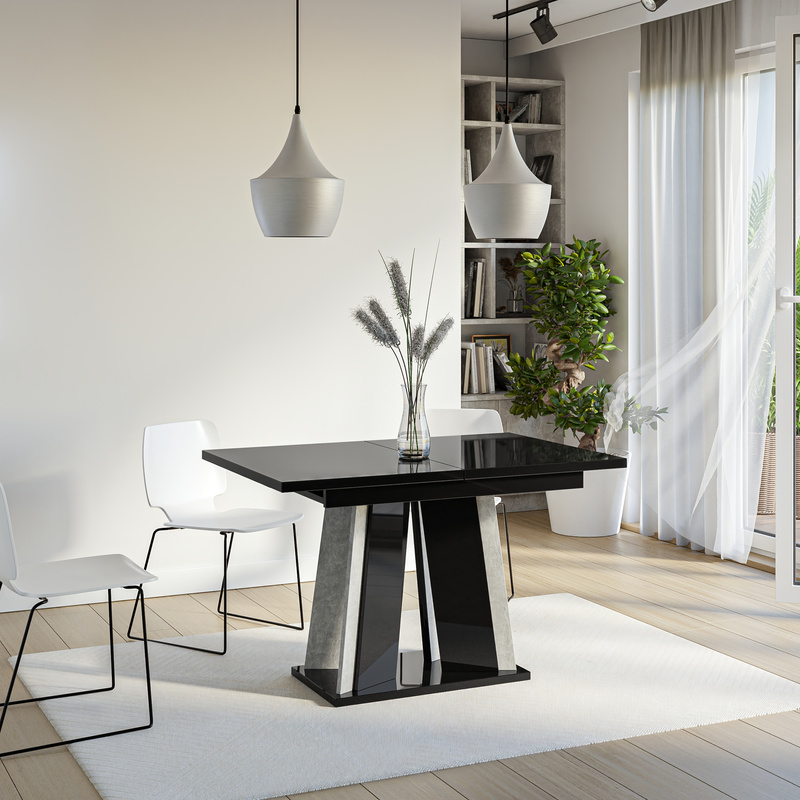 Czarny prostokątny stół rozkładany do jadalni 160x80 cm DENOS