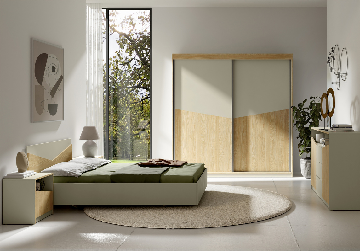 Zestaw mebli do sypialni w kolorze szary beż AMADEO