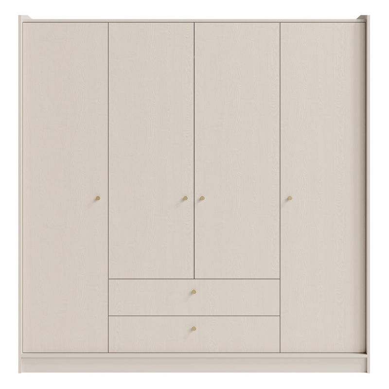 Czterodrzwiowa szafa z szufladami do sypialni beż piaskowy GAVIA