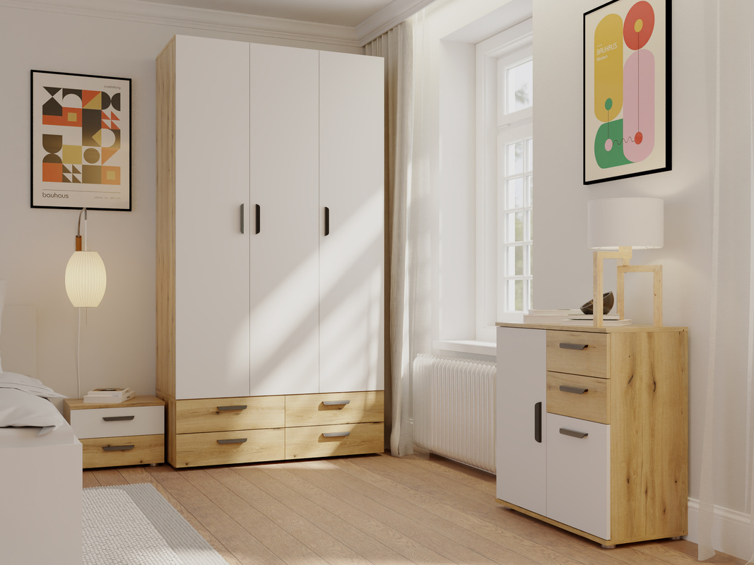 Nowoczesny zestaw mebli do sypialni BOSCO dąb artisan