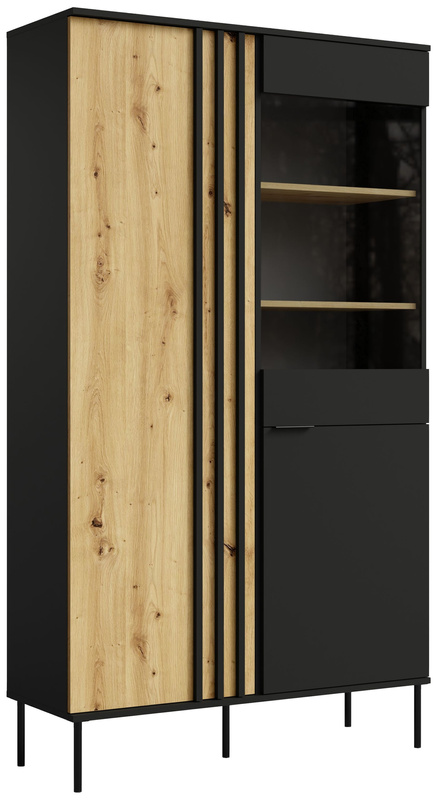 Witryna do salonu przeszklona 110 cm RUSTICA czarna