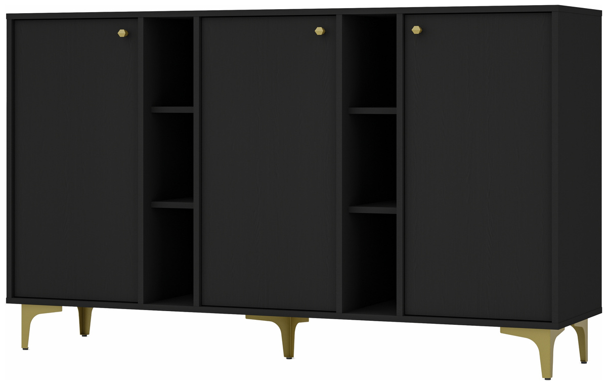 Czarna nowoczesna komoda trzydrzwiowa do salonu 160 cm TOKEN