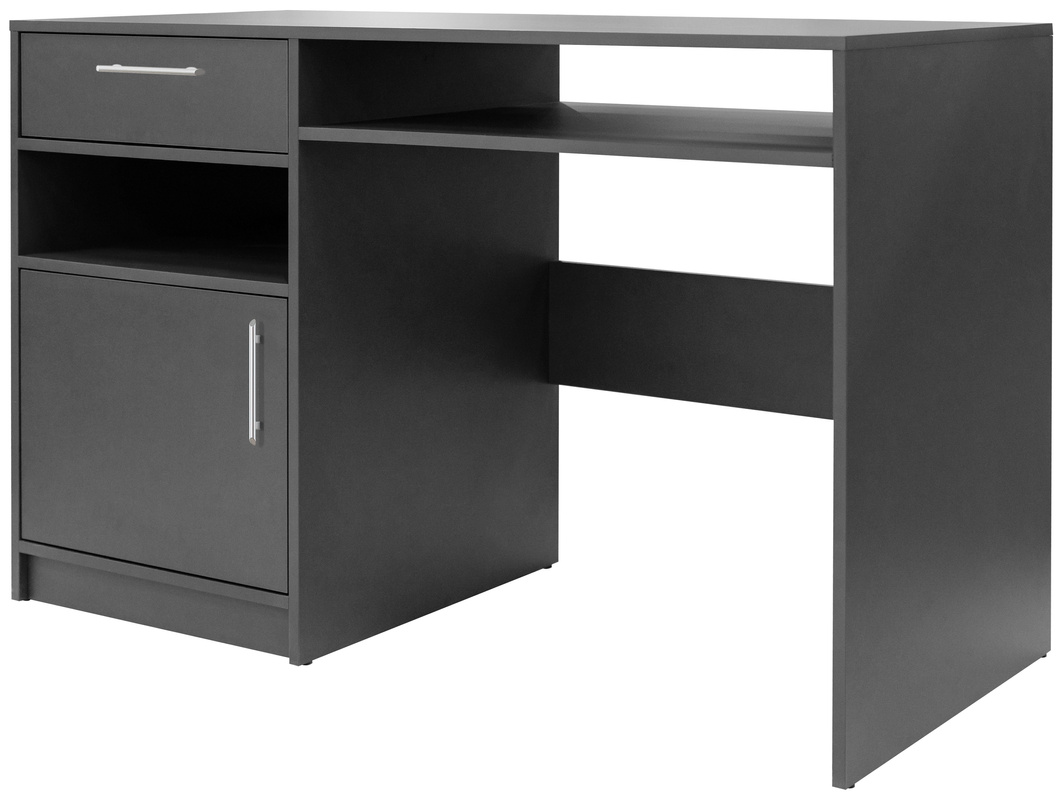 Grafitowe biurko 125 cm z szafką do pokoju młodzieżowego BILL