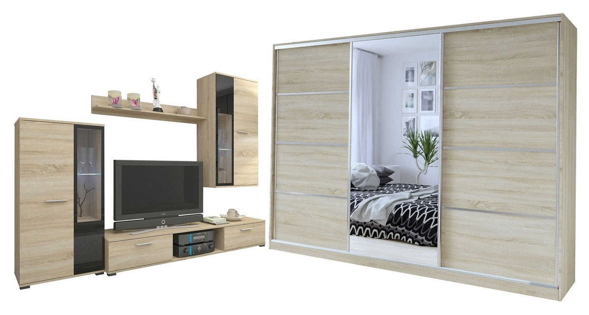 Meblościanka z szafą 250 z lustrem TOP