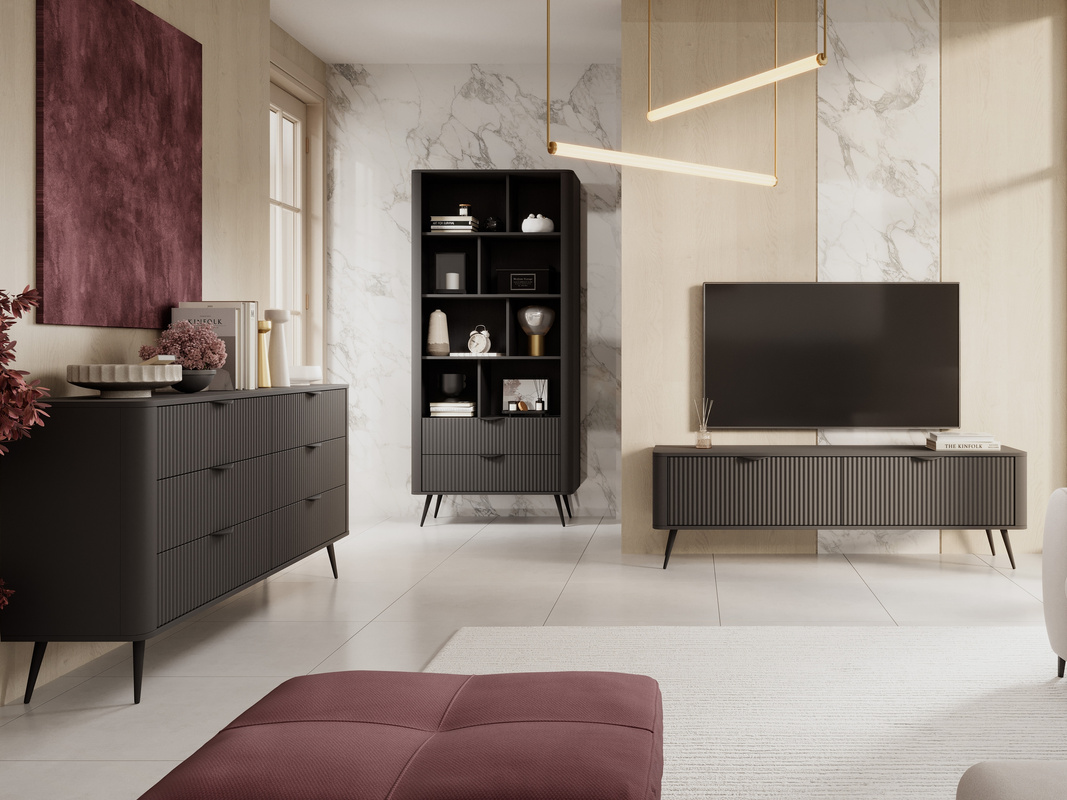 Zestaw nowoczesnych mebli do salonu LEONTE czarny