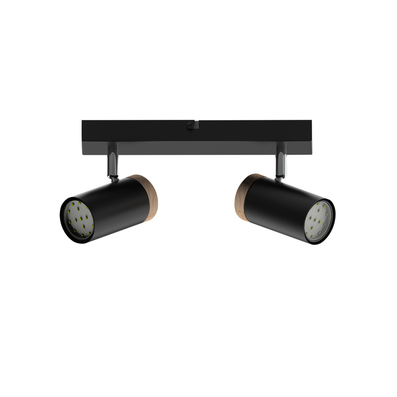 Czarna lampa sufitowa 2-punktowa do salonu LAGOS drewno