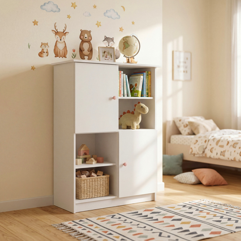 Regał do pokoju dziecięcego na książki z półkami ORIO biały