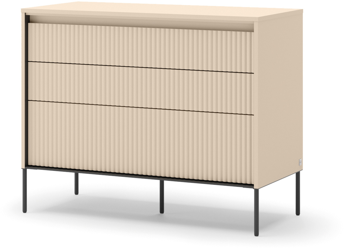 Beżowa komoda do sypialni salonu 104cm z szufladami oświetlenie TREND