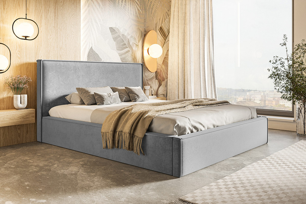 Tapicerowane łóżko 160x200 cm do sypialni podwójne PARISIO