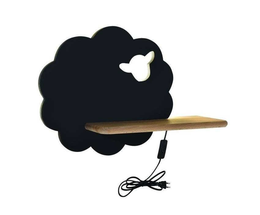 Czarny kinkiet LED zintegrowany do pokoju dziecięcego IQ Kids Sheep MDF