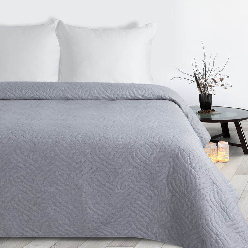 Narzuta na łóżko 200x220 cm LENON srebrna wypalana do sypialni