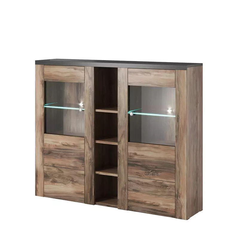 Komoda barek ze szkłem LARONA orzech satin