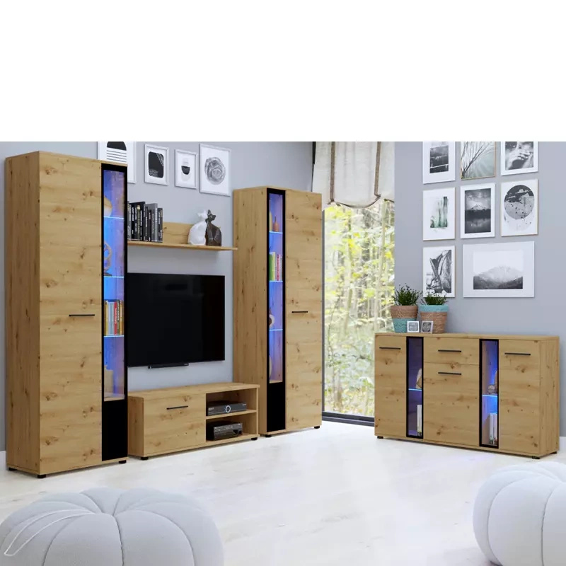 Nowoczesna meblościanka z komodą dąb artisan Cube XL