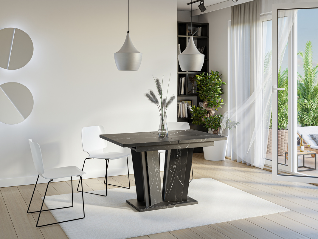 Prostokątny stół rozkładany do jadalni 160x80 cm DENOS czarny marmur