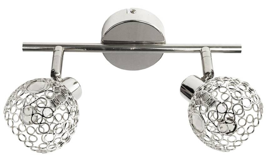 Chromowana lampa sufitowa Aron listwa dwupunktowa