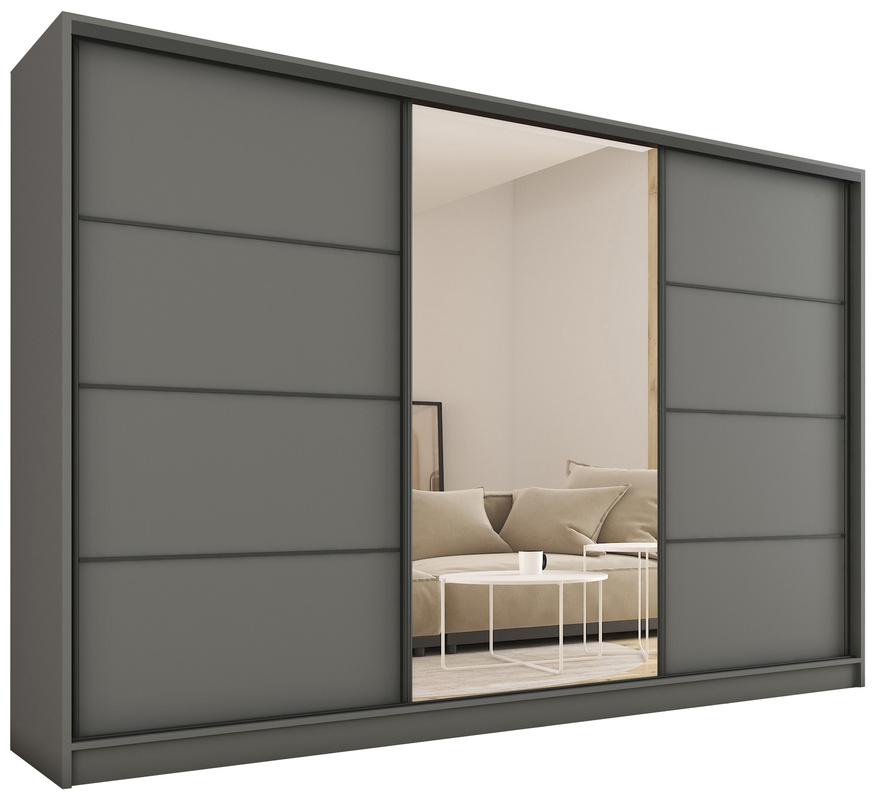 Duża szafa przesuwna z lustrem i szufladami 280 cm LOFT