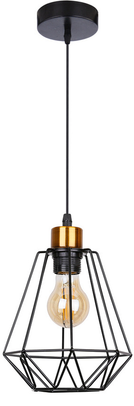 Czarna lampa wisząca z drucianym kloszem do salonu PRIMO metal